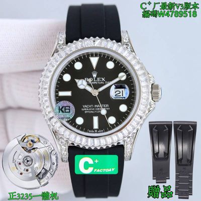 Rolex Yacht-Master Black Dial Replica with Diamond Bezel 42mm 3235 Movement W4789518 Watch